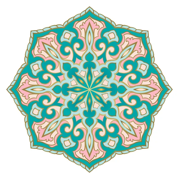 Mandala indien turquoise et rose . — Image vectorielle