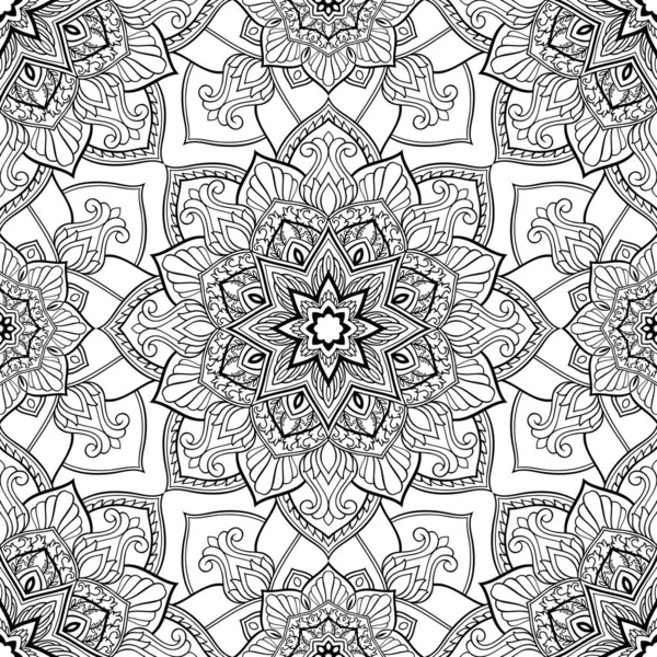 Modèle noir et blanc avec mandalas . — Image vectorielle