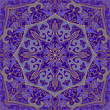 Mavi Kızılderili desenli mandalalar. Vektör güzel arka plan. Tekstil, halı, şal şablonu.