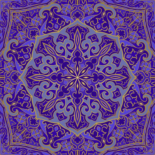 Синий Индийский Рисунок Мандалами Векторный Красивый Фон Шаблон Текстиля Ковра — стоковый вектор