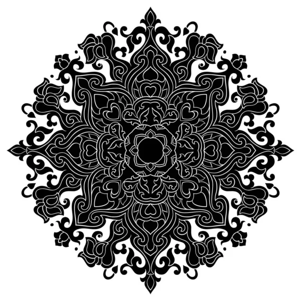 Черная Абстрактная Мандала Восточный Этнический Орнамент Элемент Дизайна — стоковый вектор