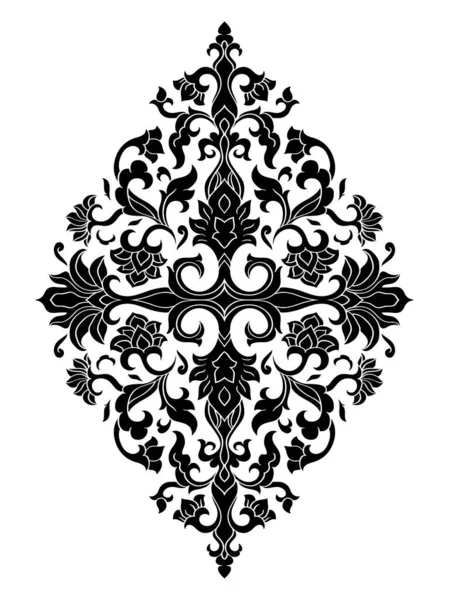 用于设计的花冠 纺织品和任何表面模板 白色背景上的矢量黑色饰物 — 图库矢量图片