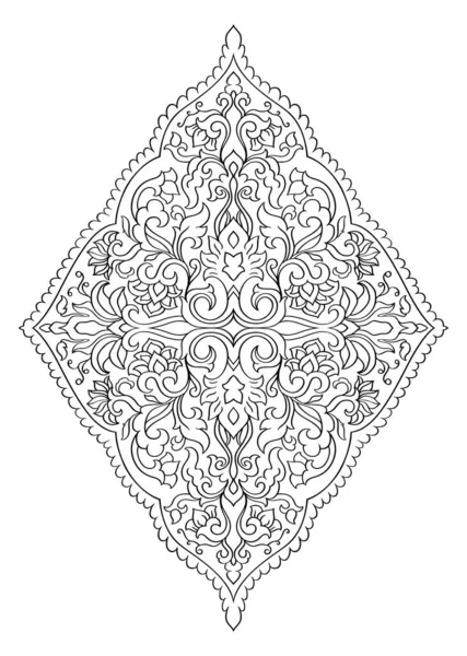 デザインのための花のメダリオン カーペット 繊維および任意の表面のためのテンプレート 白地にベクトル装飾 — ストックベクタ