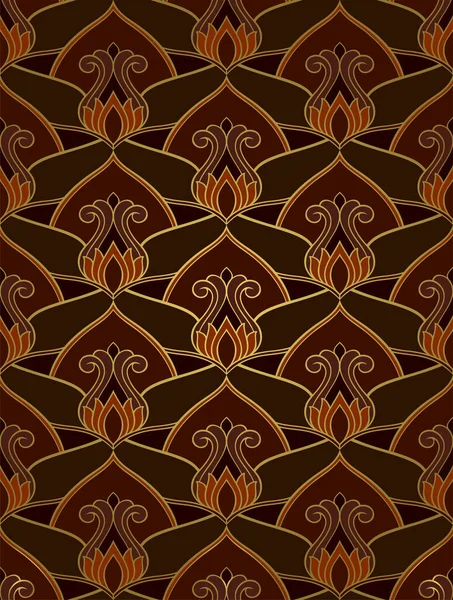 Восточный Цветочный Фон Бурый Элегантный Орнамент Шаблон Ковра Обоев Текстиля — стоковый вектор