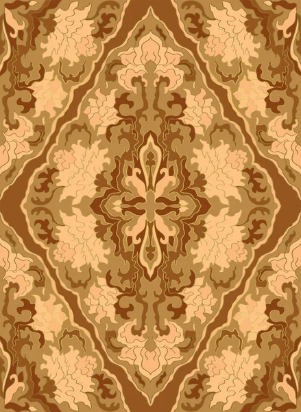 Ornement Floral Beige Oriental Modèle Élégant Pour Tapis Châle Textile — Image vectorielle