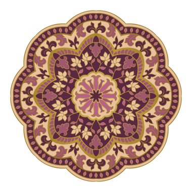 Leylak soyut mandala. Hint tasarım elemanı. Doğunun zarif süsü..