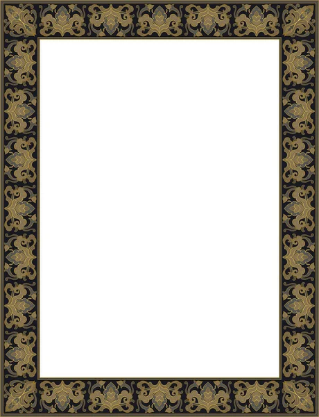 Oriental Floral Ornament Template Frame Card Mirror Border Vector Pattern — Stock Vector