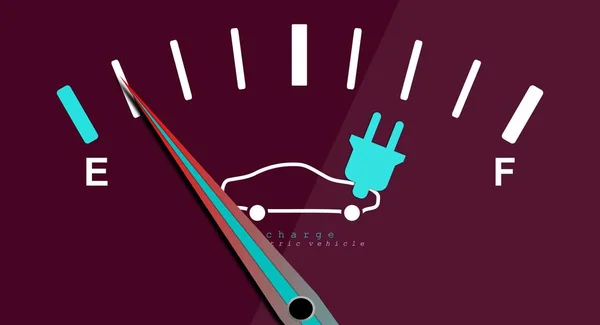 Electric Fuel Gauge Illustration Battery Powered Vehicle Dashboard Black Background — ストック写真