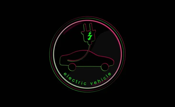 Ілюстрація Плакат Електромобіля Автомобіль Акумуляторами Чорному Тлі Барвистий Дизайн Сильного — стокове фото