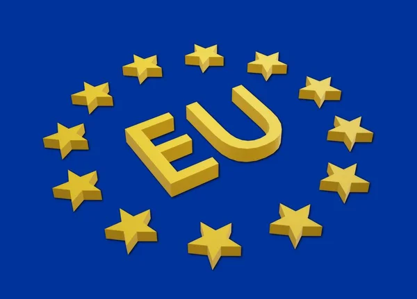 Ilustração Bandeira Europa Bandeira Europeia Símbolo Círculo Doze Estrelas Amarelas — Fotografia de Stock