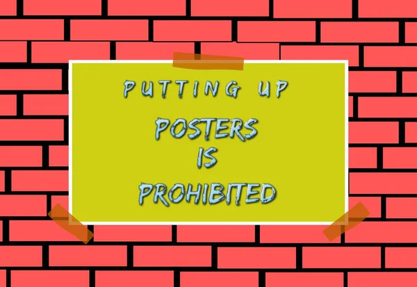 Illustratie Affiche Rode Bakstenen Achtergrond Adverteren Posters Ophangen Verboden Verboden — Stockfoto