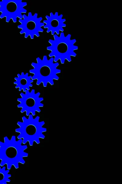 Colorful Blue Gear Wheels Isolated Dark Background Abstract Illustration References — Stock Photo, Image