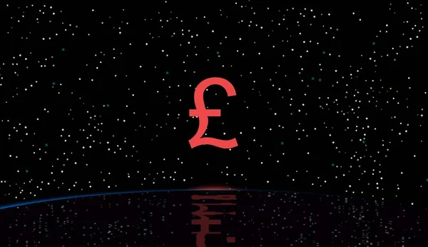 Illustration Affisch Röd Valuta Symbol För Pund Sterling Valvet Och — Stockfoto