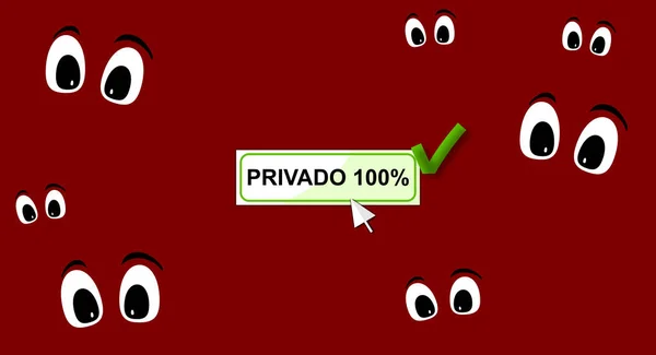 100 Confirmation Button Irony Multitude Eyes Watching Text Spanish Illustration — Stock Photo, Image