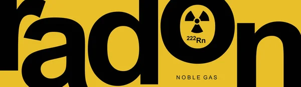Poster design, danger. Black letters. Radon, is a contaminant that affects indoor air quality worldwide. Illustration to background radiation. Radioactive, colorless, odorless, tasteless noble gas.