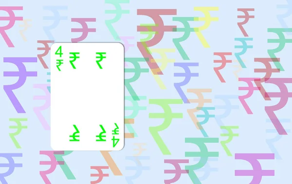 Индийский Символ Рупии Игральная Карта Валютный Inr Монетный Знак Графика — стоковое фото