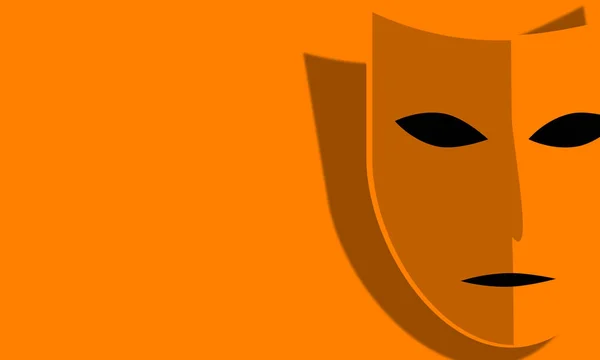 Identiteit Camoufleren Het Gezicht Verbergen Theatermasker Oude Komedie Illustratie Oranje — Stockfoto