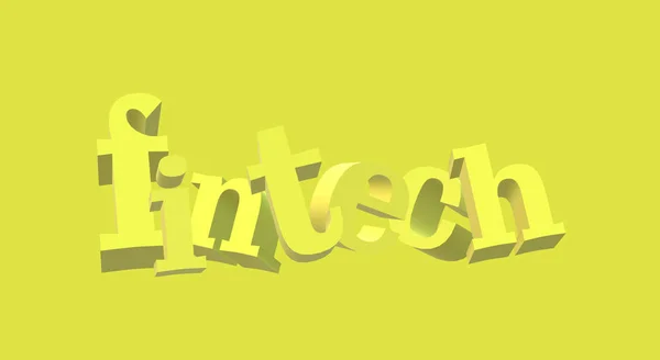 Fintech, Finansal Teknoloji. İnternet üzerinden yeni endüstri, yeni uygulamalar, süreçler, ürünler veya iş modelleri. Metin bloğu ve sağlam kireç arkaplan. Eğlenceli perspektifli 3d Görüntü.