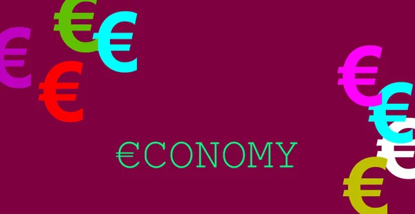 ビジネス 市場関係のイラスト 文字Eに埋め込まれたユーロ記号でテキスト 強い色のコントラスト ポスター ランダムなヨーロッパの通貨記号 — ストック写真