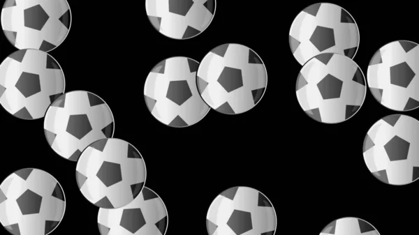 サッカーボールのグループ サッカー グラフィック ゲームに関連するデジタル図面 スポーツ 賭けと競争 スペース付きイラスト コピーペースト 暗い背景 — ストック写真