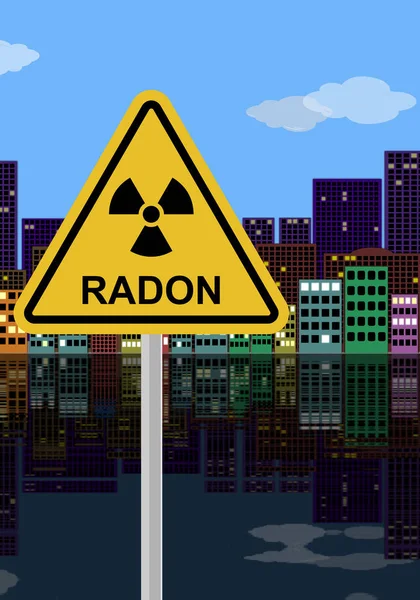 Sygnał Alarmowy Centrum Radon Jest Zanieczyszczeniem Wpływającym Jakość Powietrza Pomieszczeniach — Zdjęcie stockowe