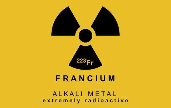 Francium Bardzo Radioaktywne Pierwiastek Chemiczny Symbolem Liczbą Atomową Logo Radioaktywności — Zdjęcie stockowe