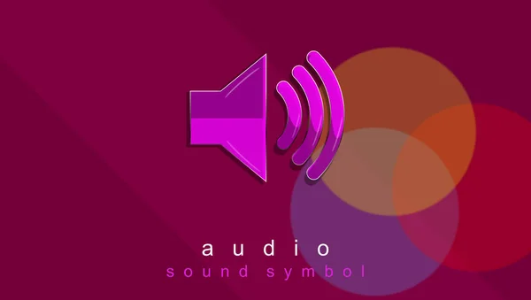 Audio, speaker symbol. Icon. Sound. Illustration. Poster design with abstract background in burgundy red tones. Button, logo.