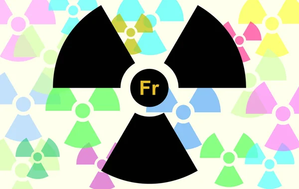 Логотип Радиоактивности Черного Цвета Символом Francium Мягких Тонах Чрезвычайно Радиоактивный — стоковое фото