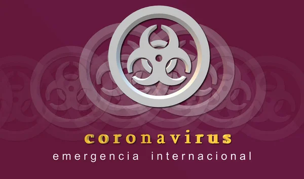International Emergency Spanish Coronavirus Outbreak Illustration Virus Symbol Poster Red — Stock Photo, Image