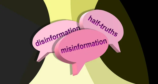 Three Speech Bubbles Disinformation Half Truths Misinformation Dialog Balloons Illustration — Stock Photo, Image