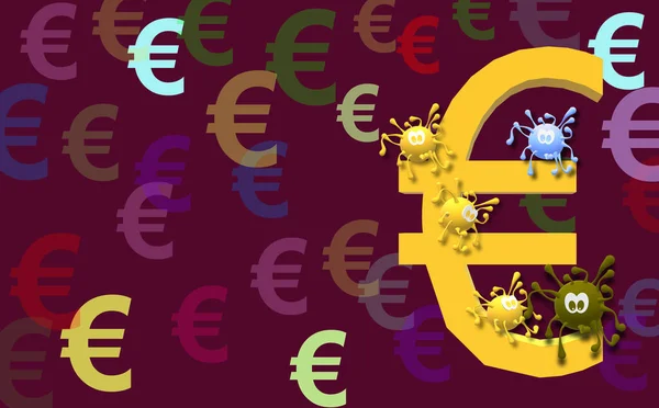 Europese Unie Impact Van Covid Economie Euro Valuta Symbool Illustratie — Stockfoto