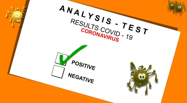 Resultados Resultó Positivo Para Brote Coronavirus Prueba Análisis Covid Ilustración — Foto de Stock