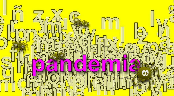 Coronavirus Pandemia Spagnolo Covid Design Colorato Illustrazione Gruppo Lettere Casuali — Foto Stock