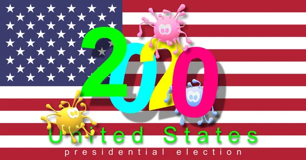 Президентські Вибори Сша Приклад Числа Цікавими Кольорами 2020 Над Прапором — стокове фото