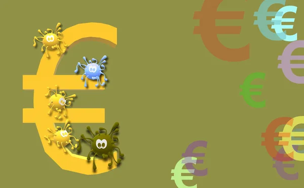 Europese Unie Euro Valuta Symbool Gesimuleerde Virusgrafiek Effect Van Covid — Stockfoto