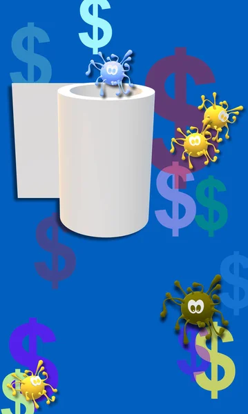 Символ Валюты Доллара Бумажный Рулон Туалета Имитация Вируса Влияние Covid — стоковое фото