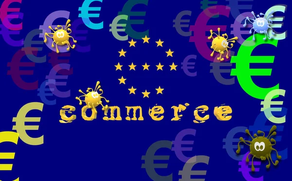Εμπόριο Στο Κείμενο Γράμμα Αστέρια Της Ευρωπαϊκή Ένωση Ευρώ Σύμβολο — Φωτογραφία Αρχείου