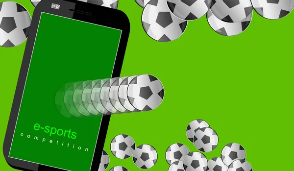 携帯電話だ プロ選手間のビデオゲーム イラスト サッカーボールのグループ サッカー 電子スポーツ 電子スポーツ またはEスポーツとしても知られているEsports — ストック写真