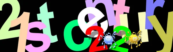 2020 Simulated Drawing Coronavirus Inserted Zeros Illustration Strong Colors Great — Stock Photo, Image