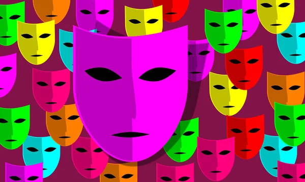 Carnaval Camuflar Identidade Esconder Rosto Teatro Comédia Antiga Conjunto Máscaras — Fotografia de Stock