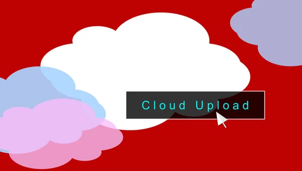 Cloud Upload Ilustrace Vyskakovací Okno Odeslat Tlačítko Přepínač Červená Obloha — Stock fotografie