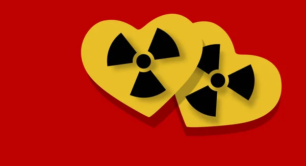 Ошибка Отношениях Токсичная Любовь Иллюстрация Двух Сердец Встроенным Предупреждающим Символом — стоковое фото