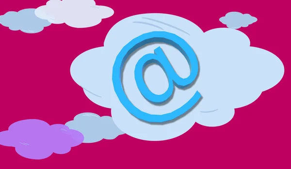 Απεικόνιση Πολύχρωμο Σχέδιο Ηλεκτρονικό Σύμβολο Ταχυδρομείου Και Σύννεφα Πινακίδα Επικοινωνία — Φωτογραφία Αρχείου