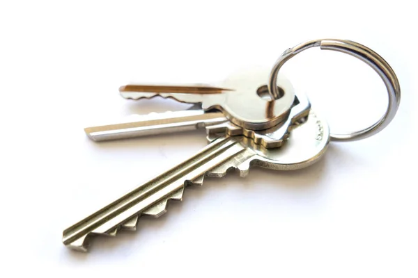 Three keys on a steel key ring — 스톡 사진