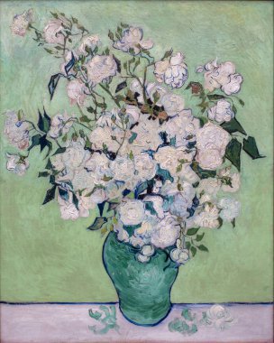 Photography of original vincent van gogh blue vase white roses p