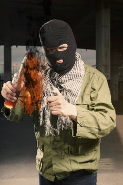 Anarşist yün aydınlatma Molotof kokteyli şişe bomba
