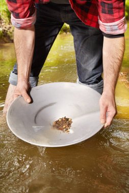 Material found in creek sand by panning clipart