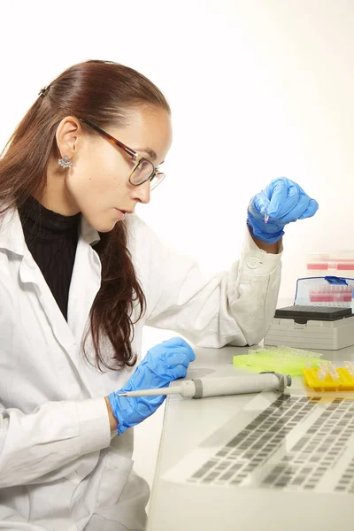 Preparación de muestras para la reacción de análisis de PCR — Foto de Stock