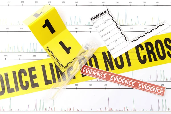 Stampa grafica del laboratorio forense analizzato DNA e nastri — Foto Stock