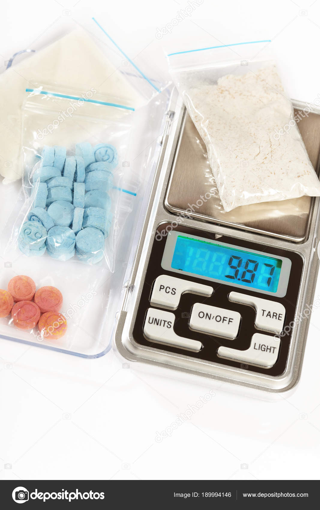 Pills Mdma Synthetic Powder Drugs Small Digital Scale Stock Photo by  ©Couperfield 189994146